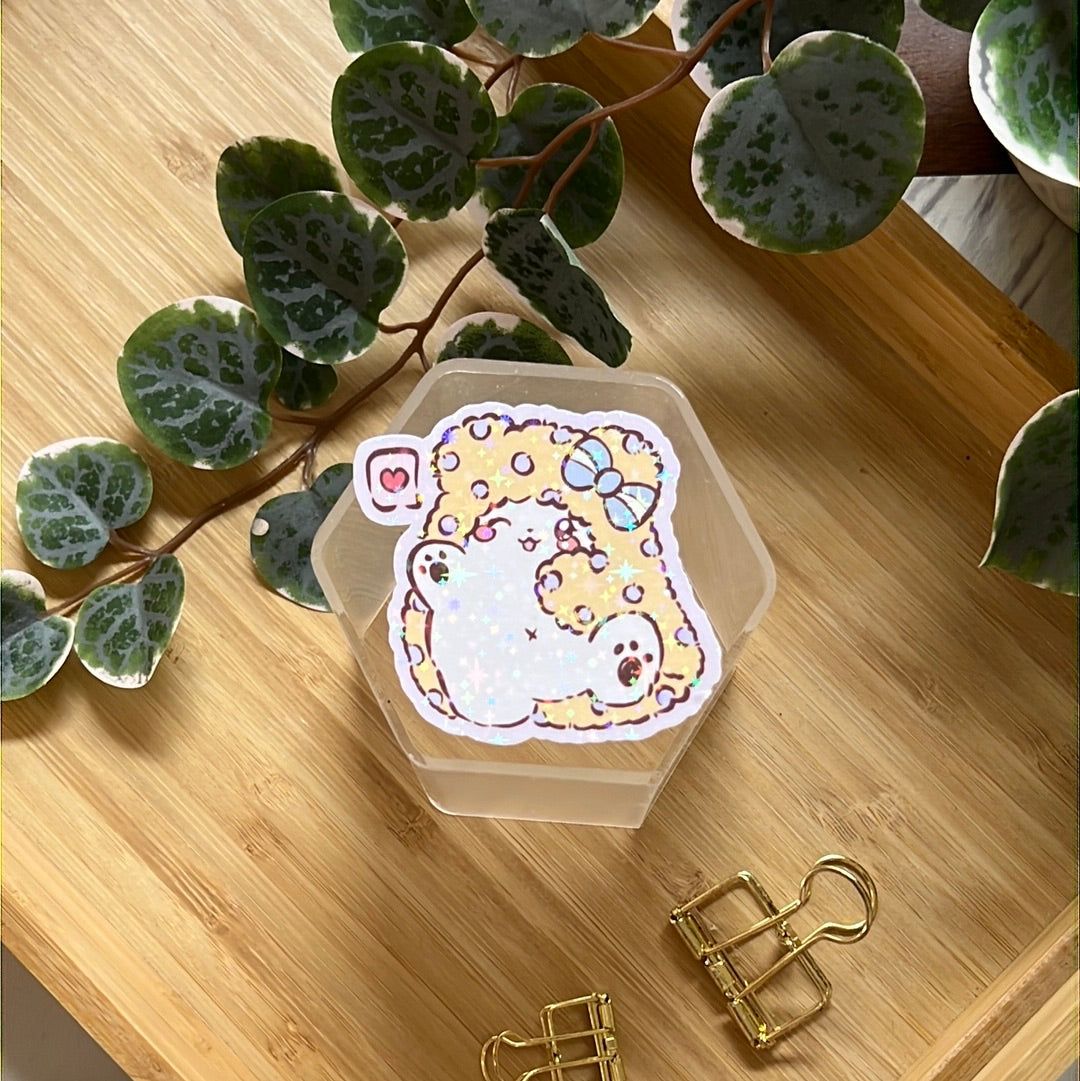 I Love You Mamo Bear San Friends Holographic Glitter Sticker