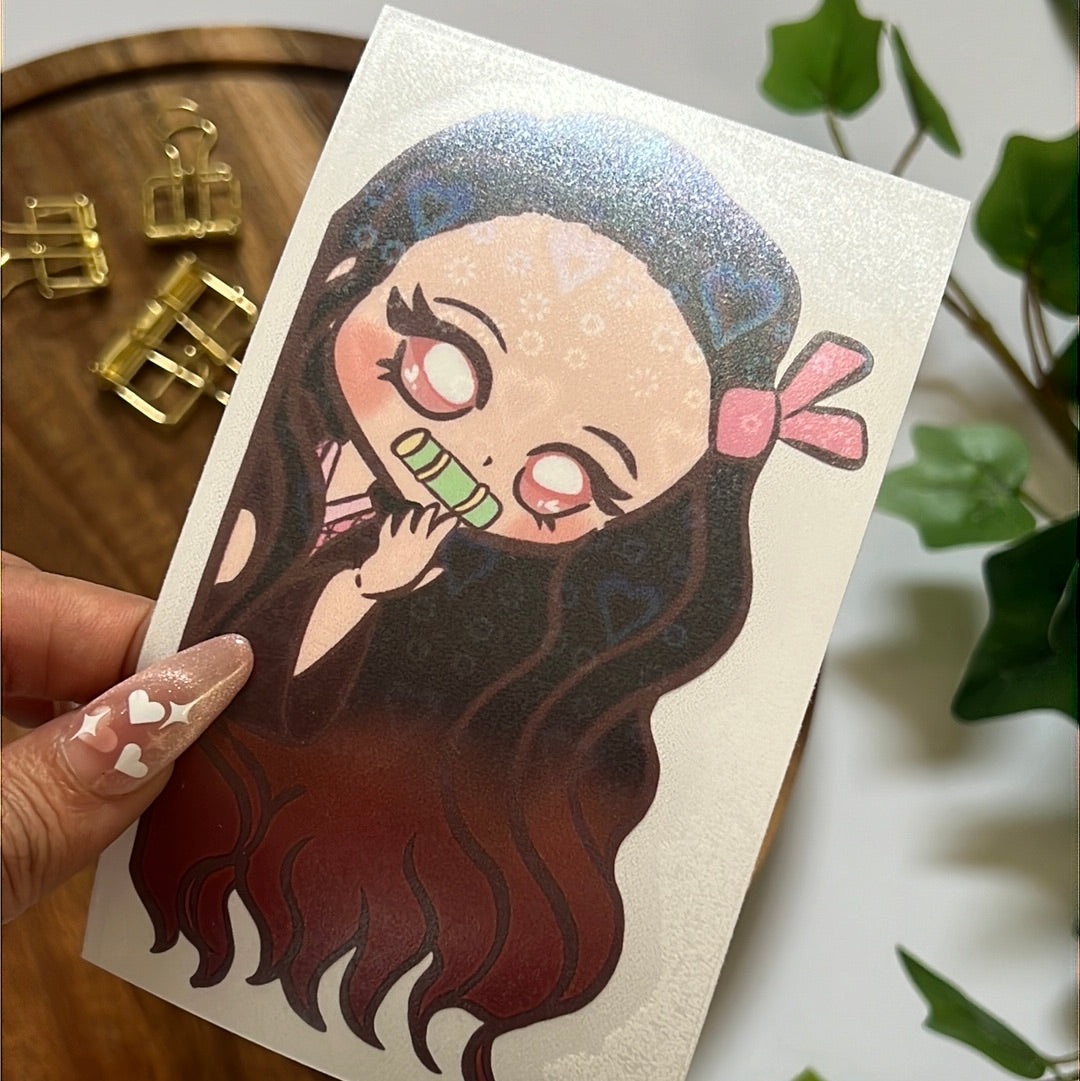 Demon Corp Nezuko Holographic Heart Decal