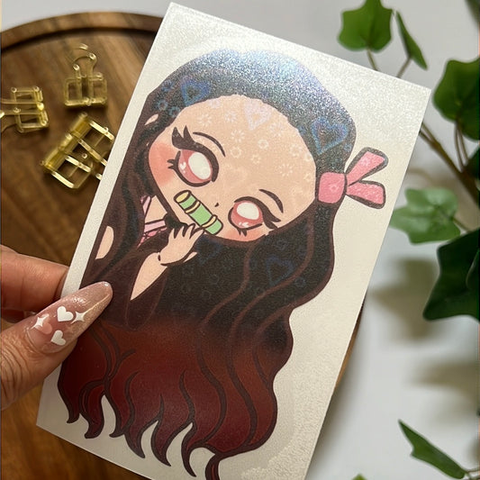 Demon Corp Nezuko Holographic Heart Decal