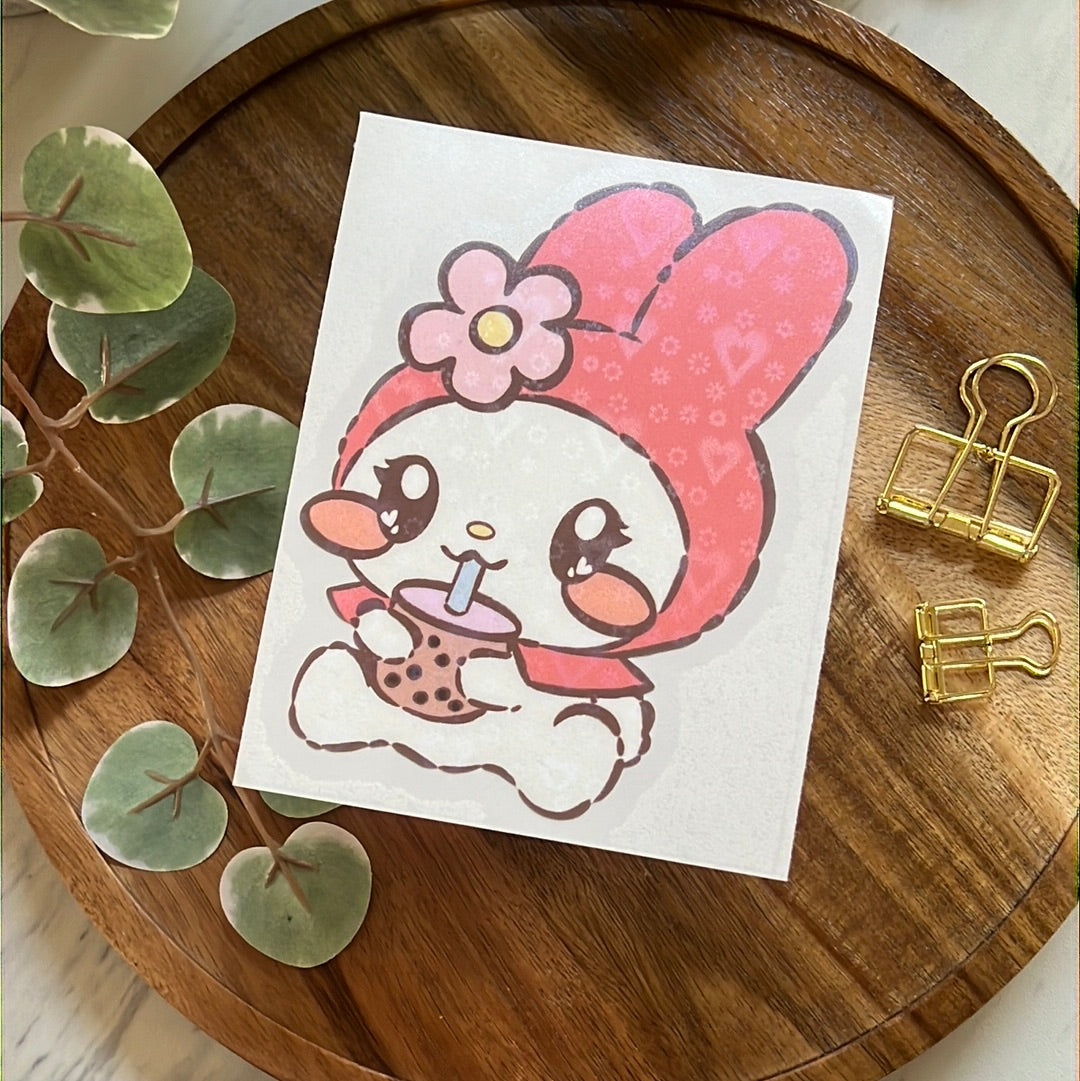 Melo Bunny Boba Buddy Holographic Heart Decal