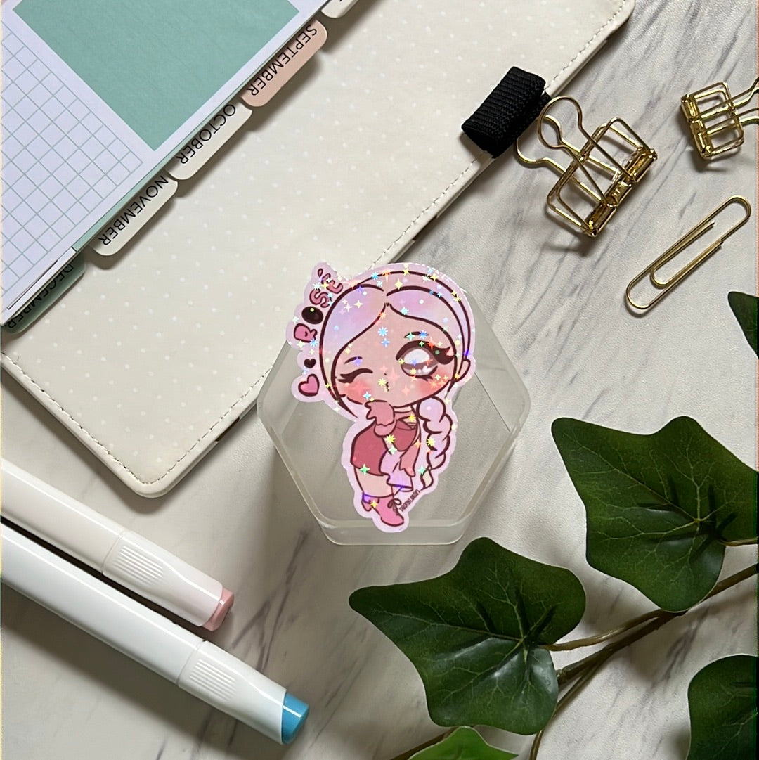 BlackPink Rose Holographic Glitter Sticker