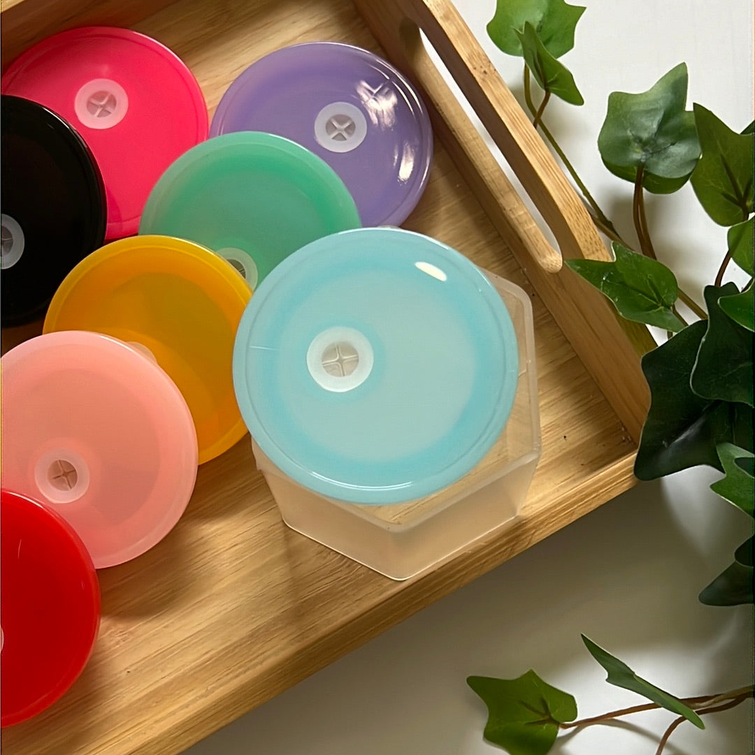 Colored Acrylic Lids for 16oz Glass Cans