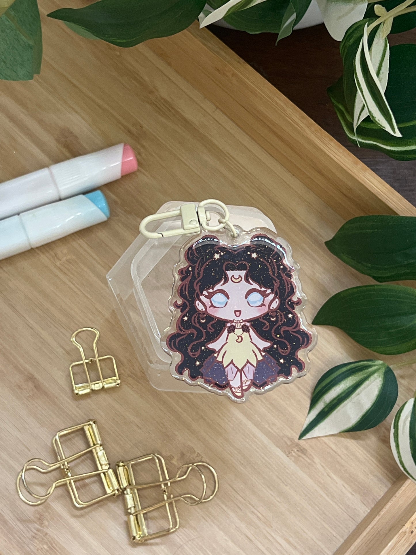 Pretty Princess Luna Double-Sided Glitter Keychain