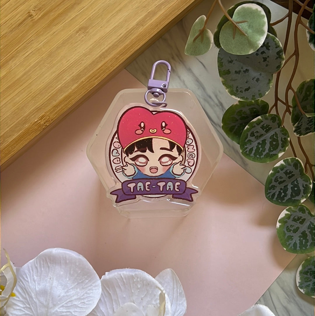 BTS Apo Bangpo Tae-Tae Double-Sided Glitter Keychain