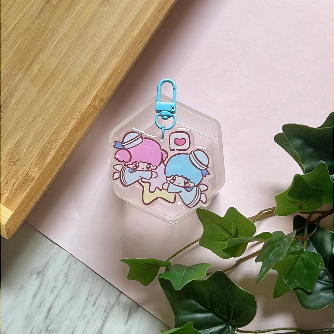 I Love You Little Stars San Friends Double-Sided Glitter Keychain