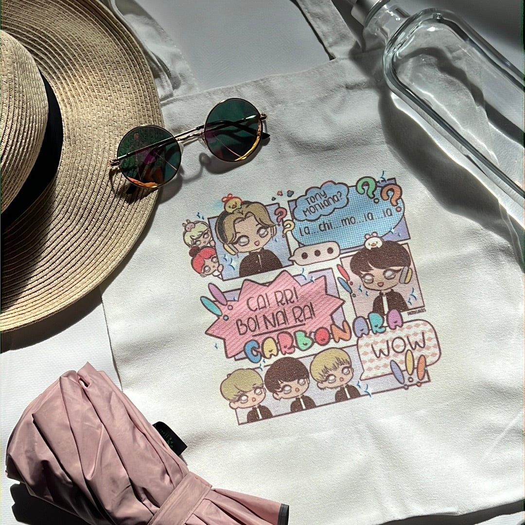 Run BTS Lachimolala White Canvas Tote Bag