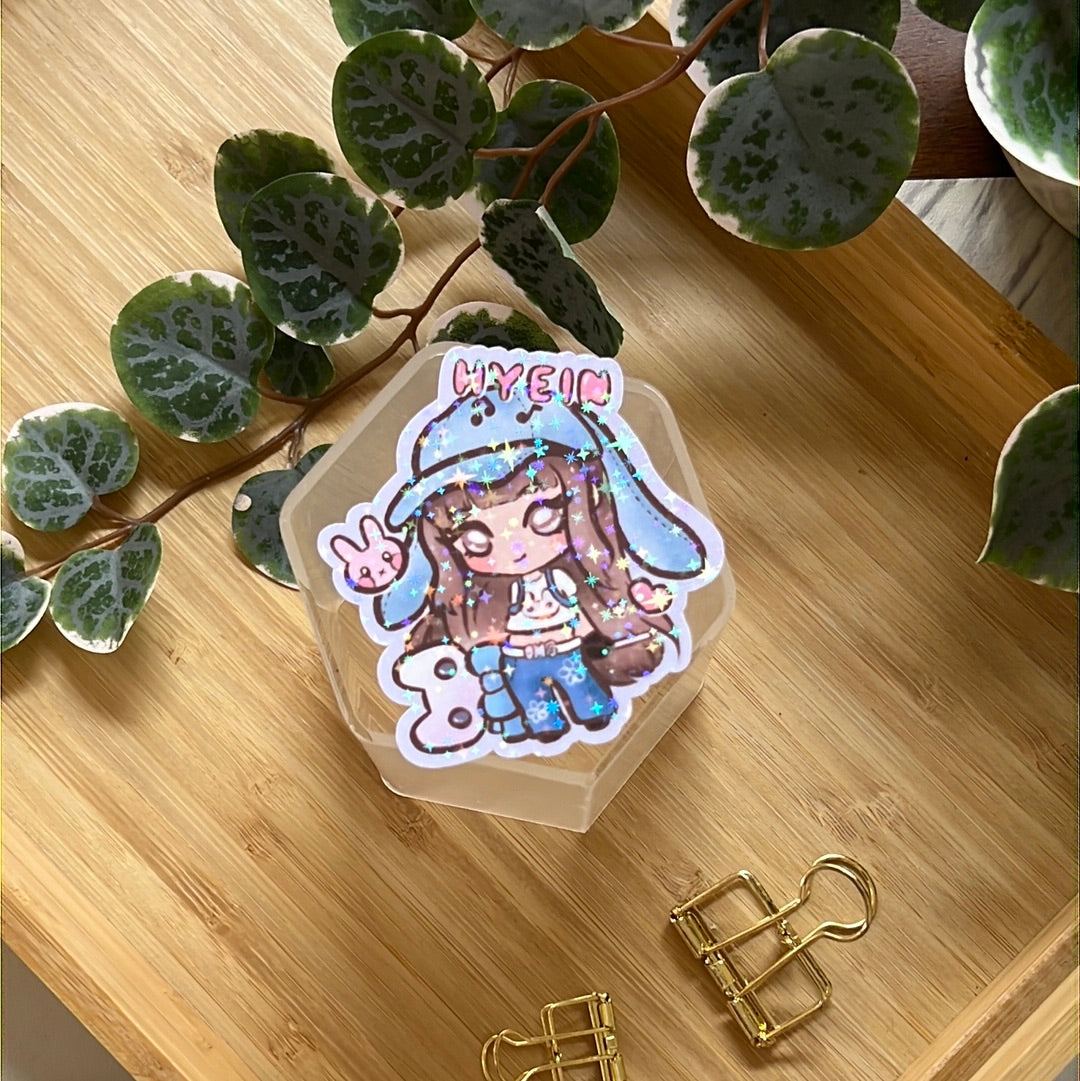 New Jeans Hyein Holographic Glitter Sticker