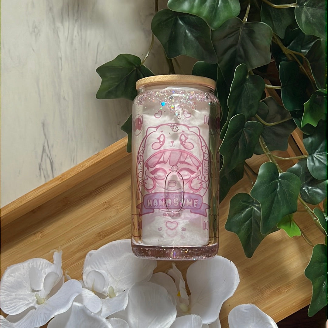 World Wide Handsome Kim Seokjin - BTS Snow Globe Glass Tumbler with Glass Straw