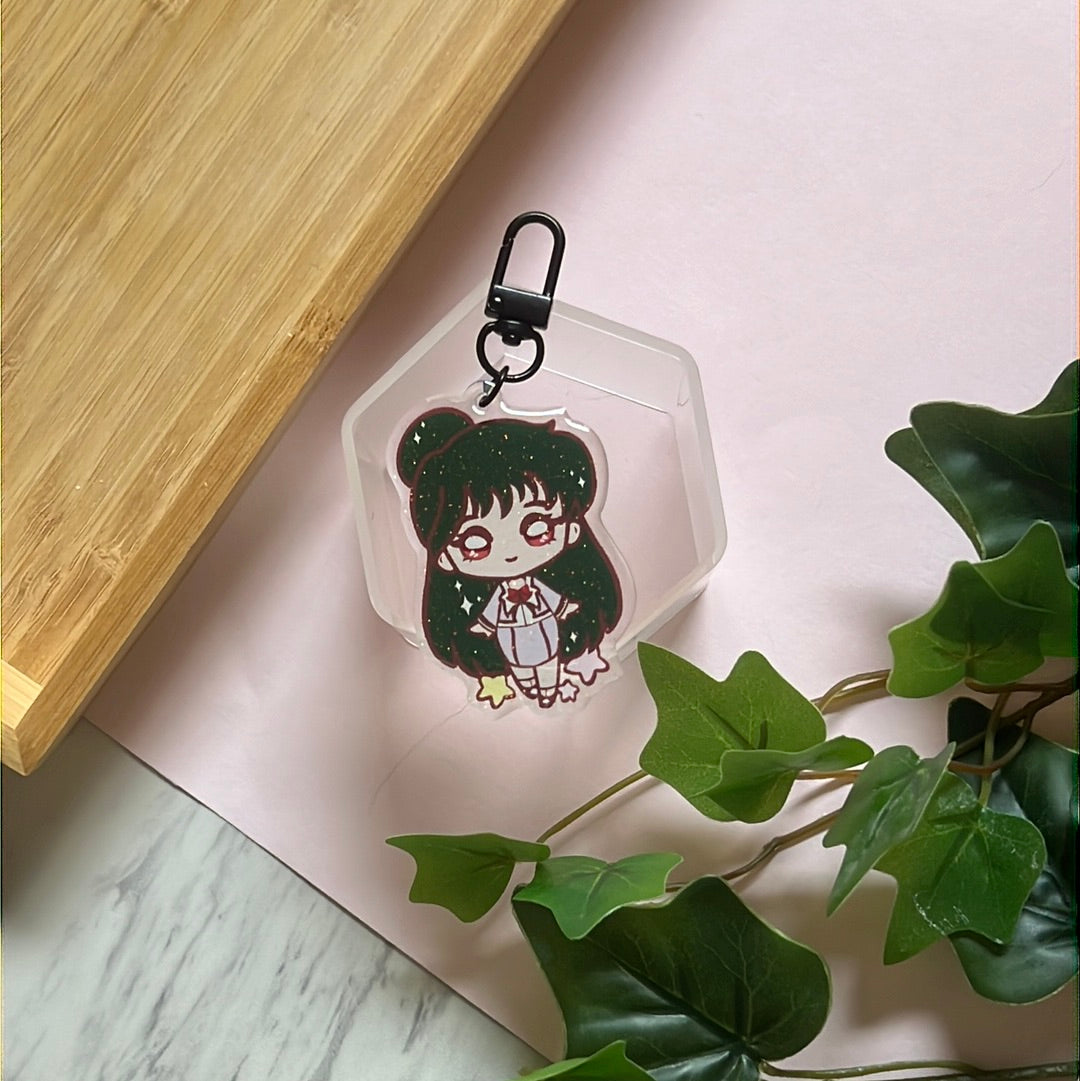 Pretty Pluto Guardian Double-Sided Glitter Keychain
