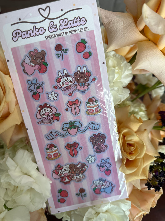 Panko & Latte Strawberry Sweets Holographic Glitter Sticker Sheet