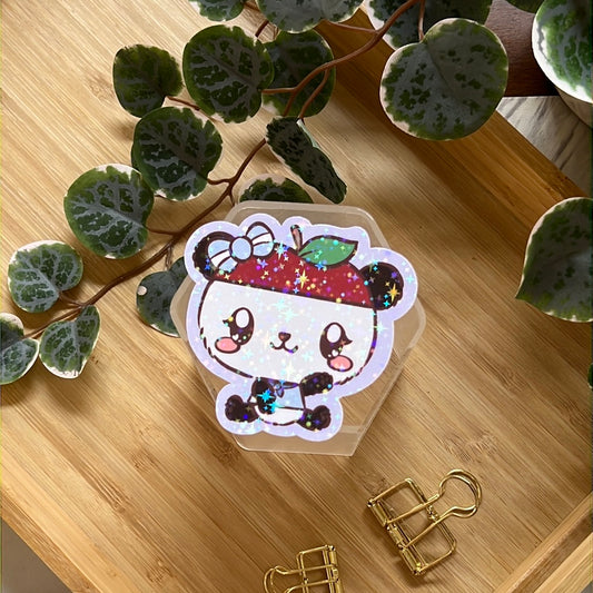 I Love You Panda Apple San Friends Holographic Glitter Sticker