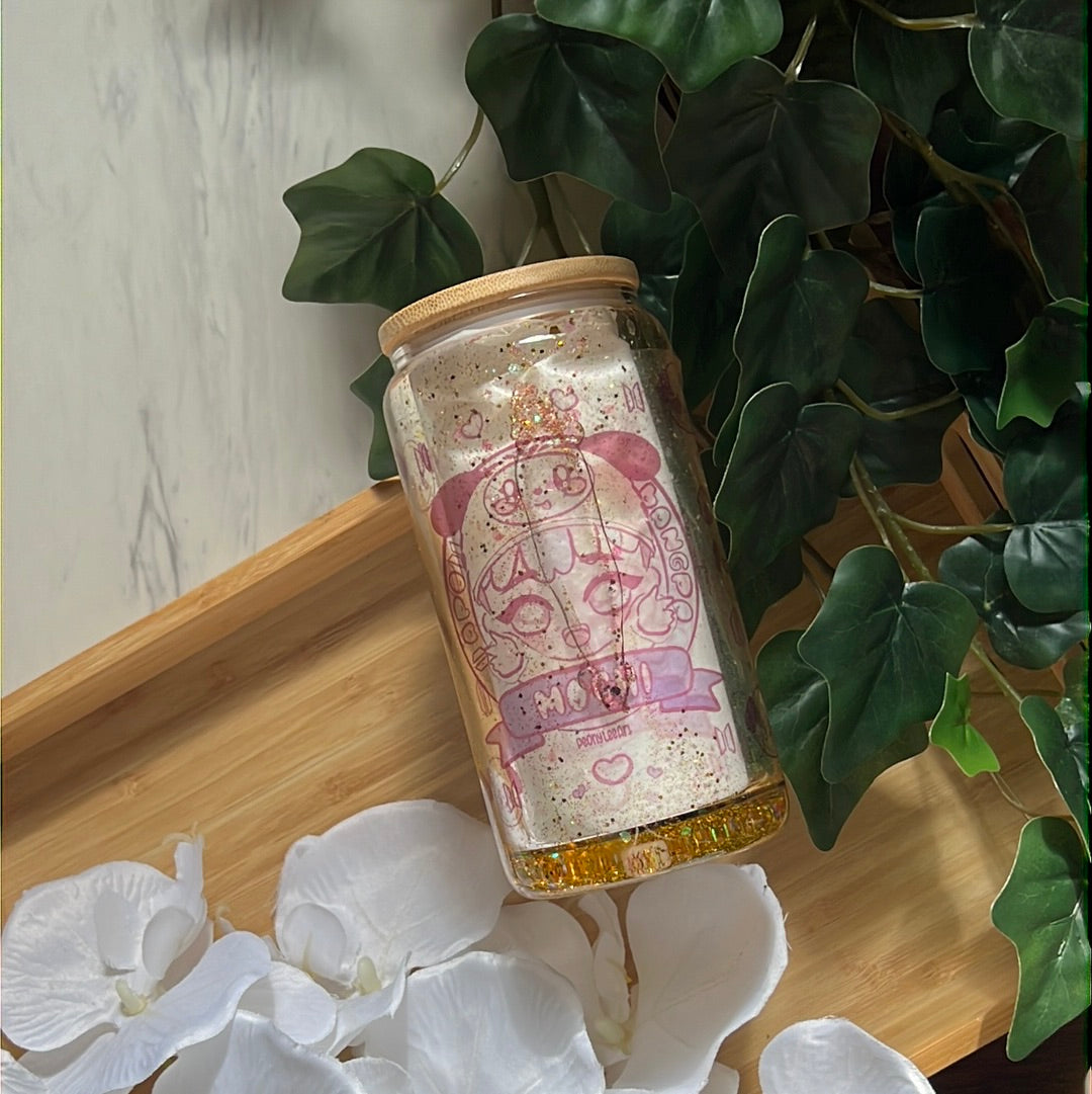 Mochi Park Jimin - BTS Snow Globe Glass Tumbler with Glass Straw