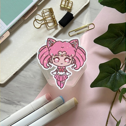 Pretty Chibimoon Guardian Holographic Glitter Sticker