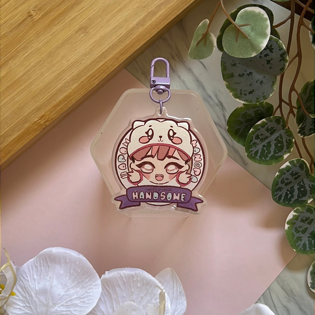 BTS Apo Bangpo World Wide Handsome Double-Sided Glitter Keychain