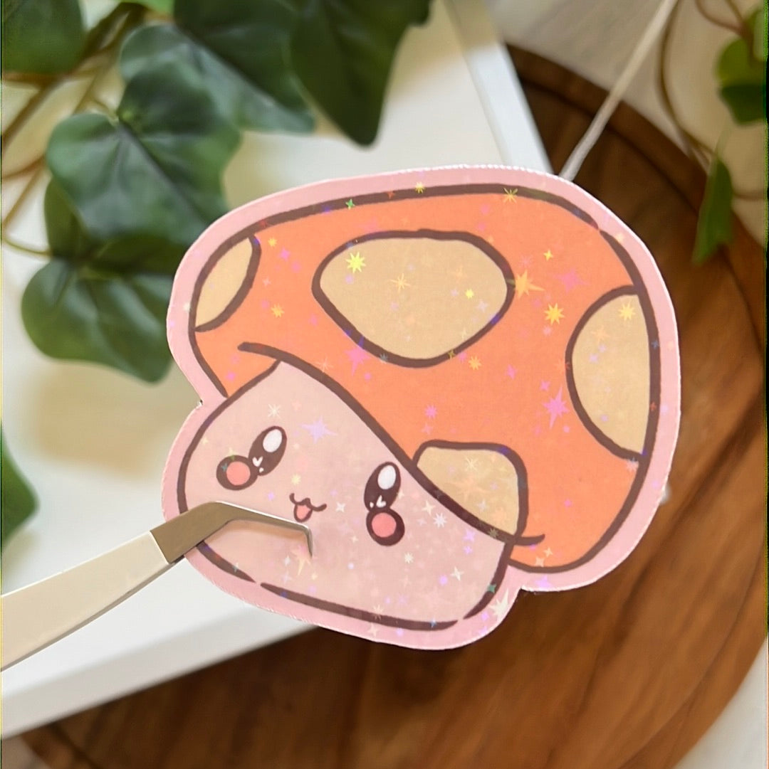 Maple Story Orange Mush Holographic Glitter Sticker