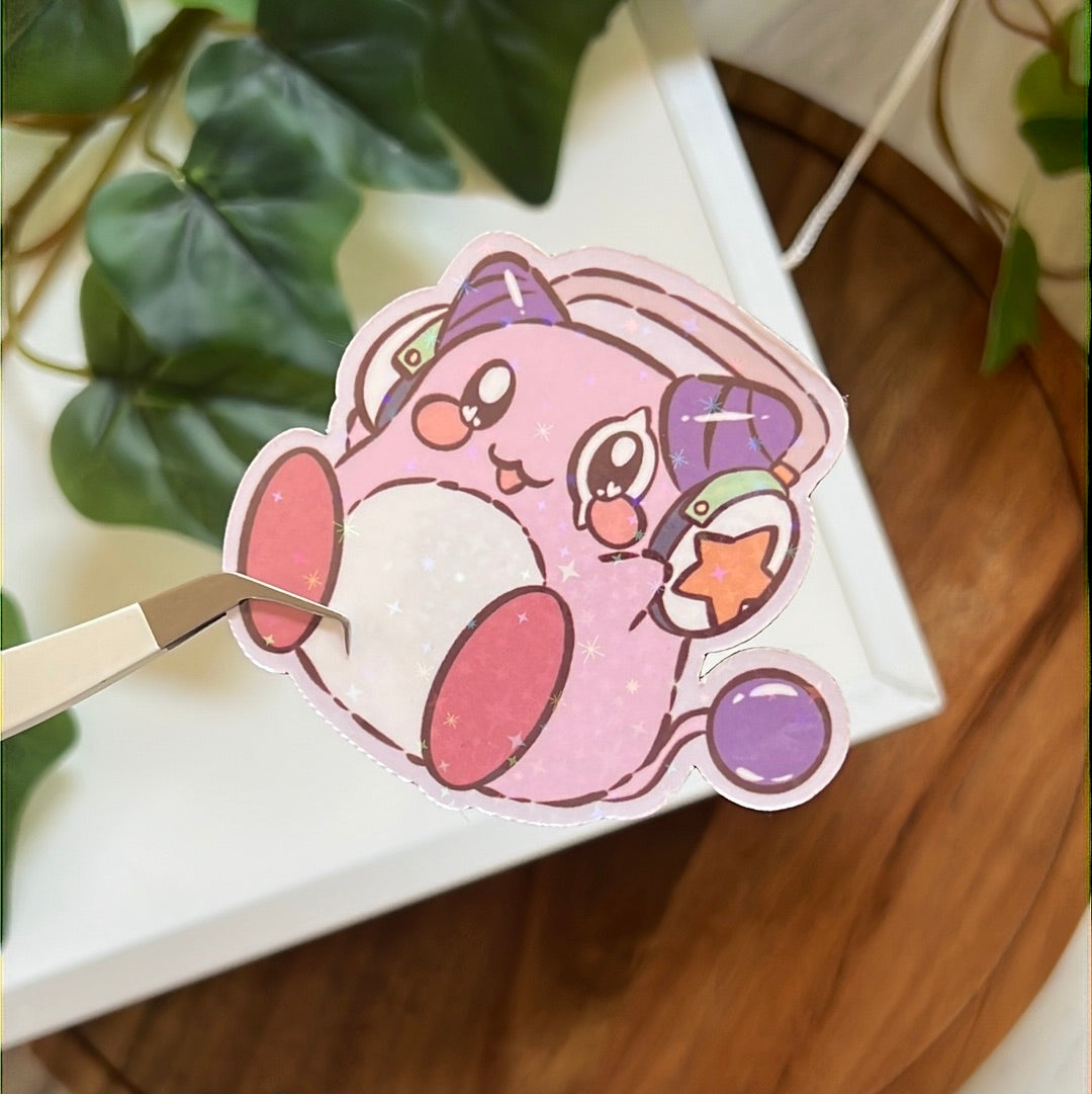 Maple Story Pink Bean Holographic Glitter Sticker
