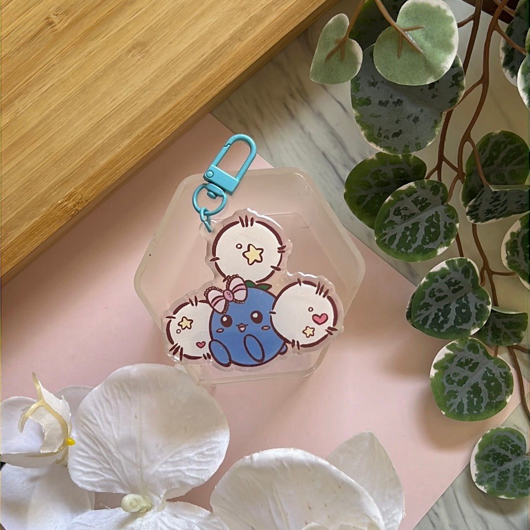 Pika Friends Cotton Jumpluff Double-Sided Glitter Keychain