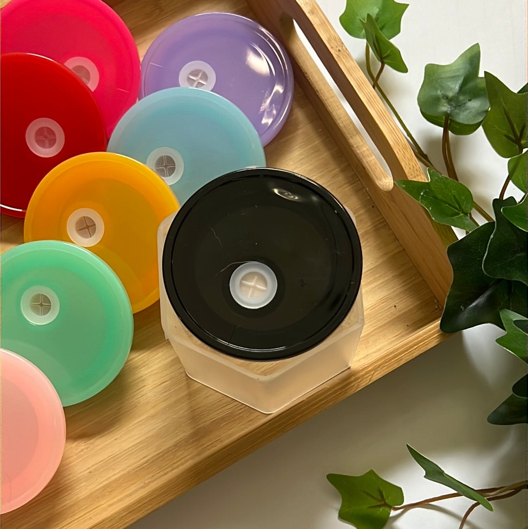 Colored Acrylic Lids for 16oz Glass Cans