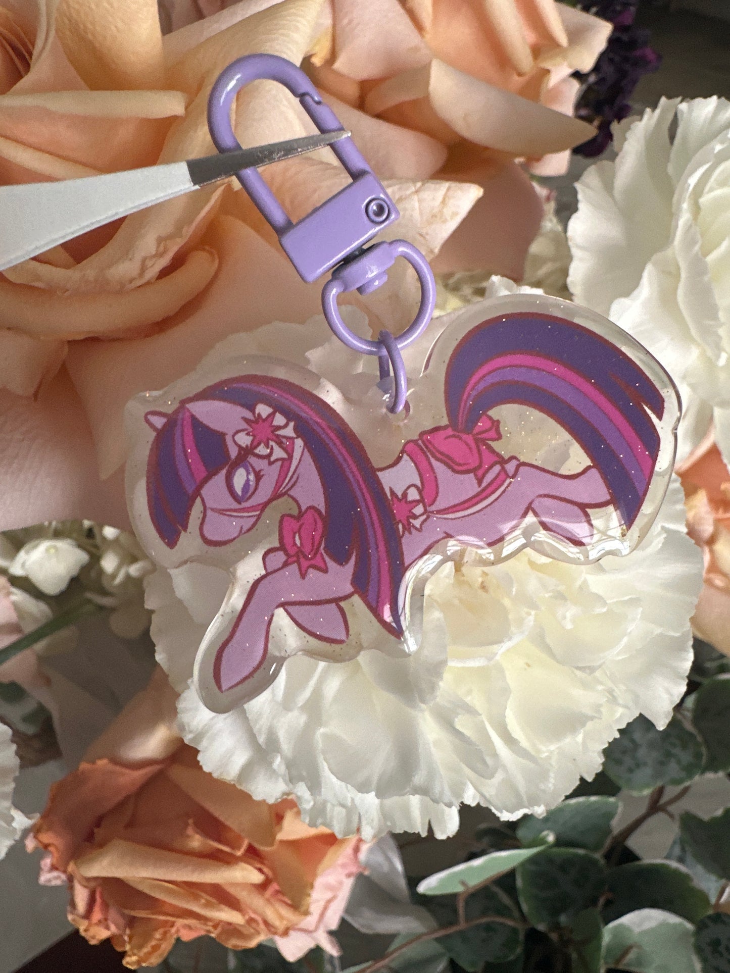 Pony Friends Double-Sided Glitter Keychain