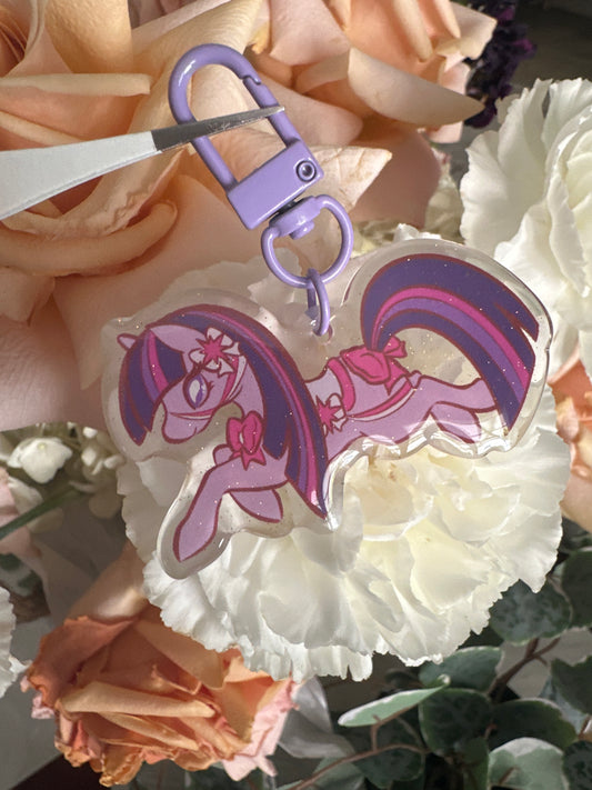 Pony Friends Double-Sided Glitter Keychain