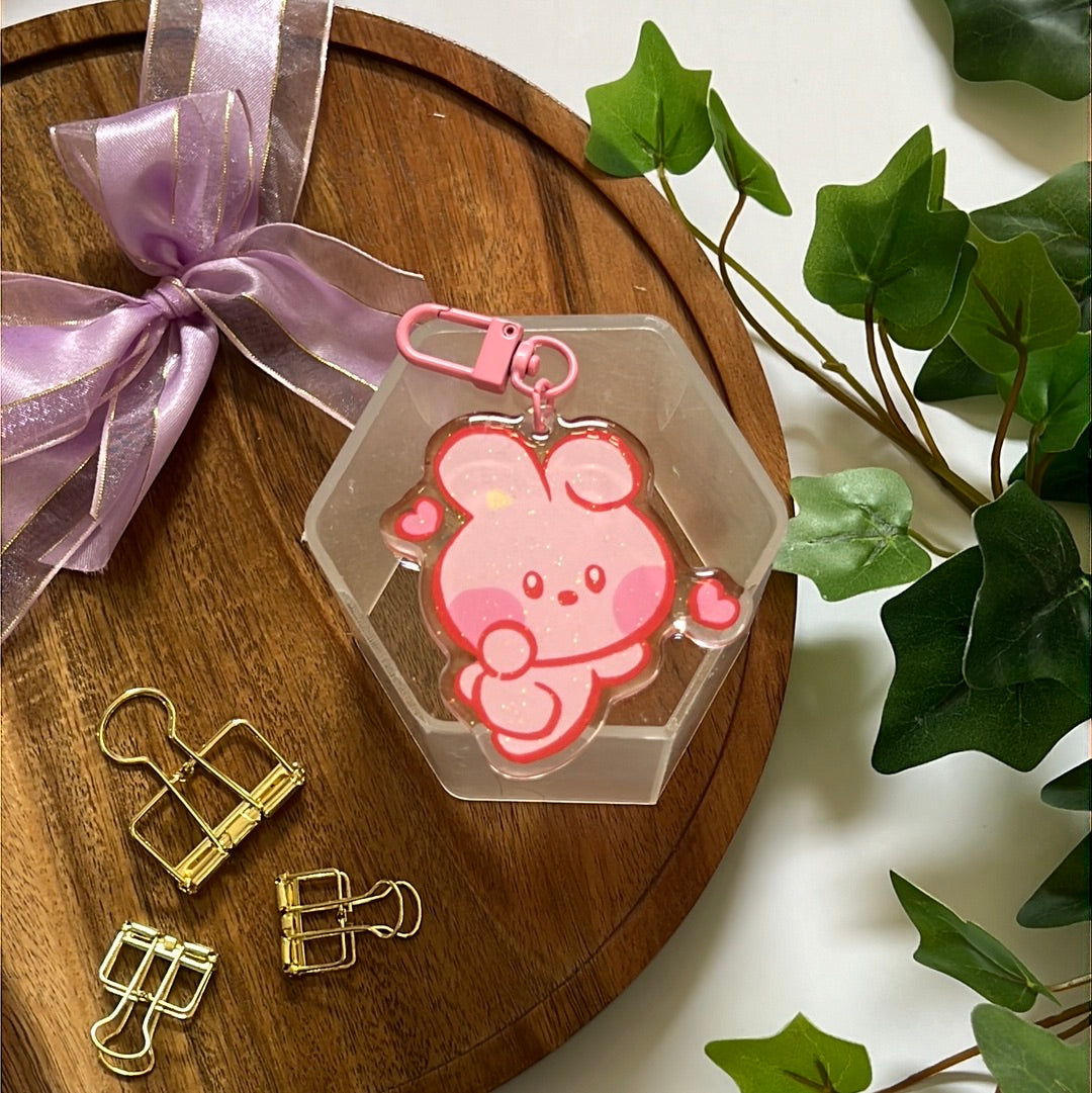 Cooky Heart Double-Sided Glitter Keychain