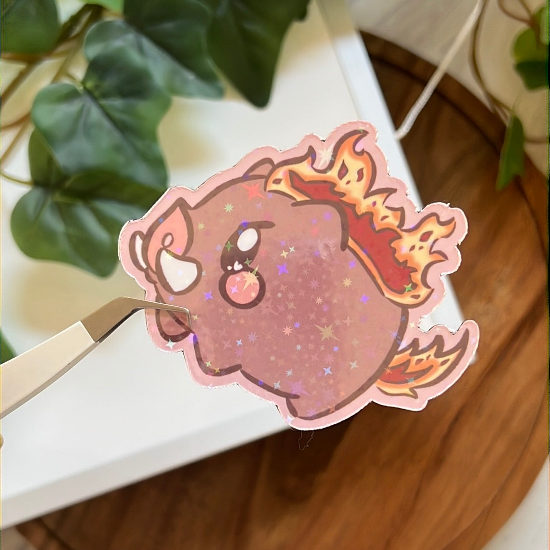 Maple Story Fire Boar Holographic Glitter Sticker