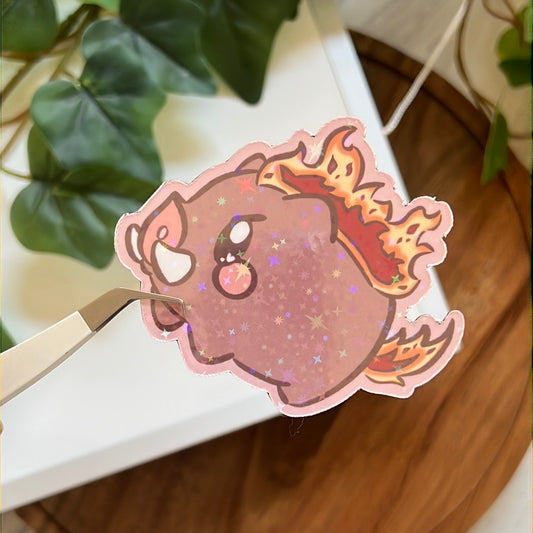 Maple Story Fire Boar Holographic Glitter Sticker
