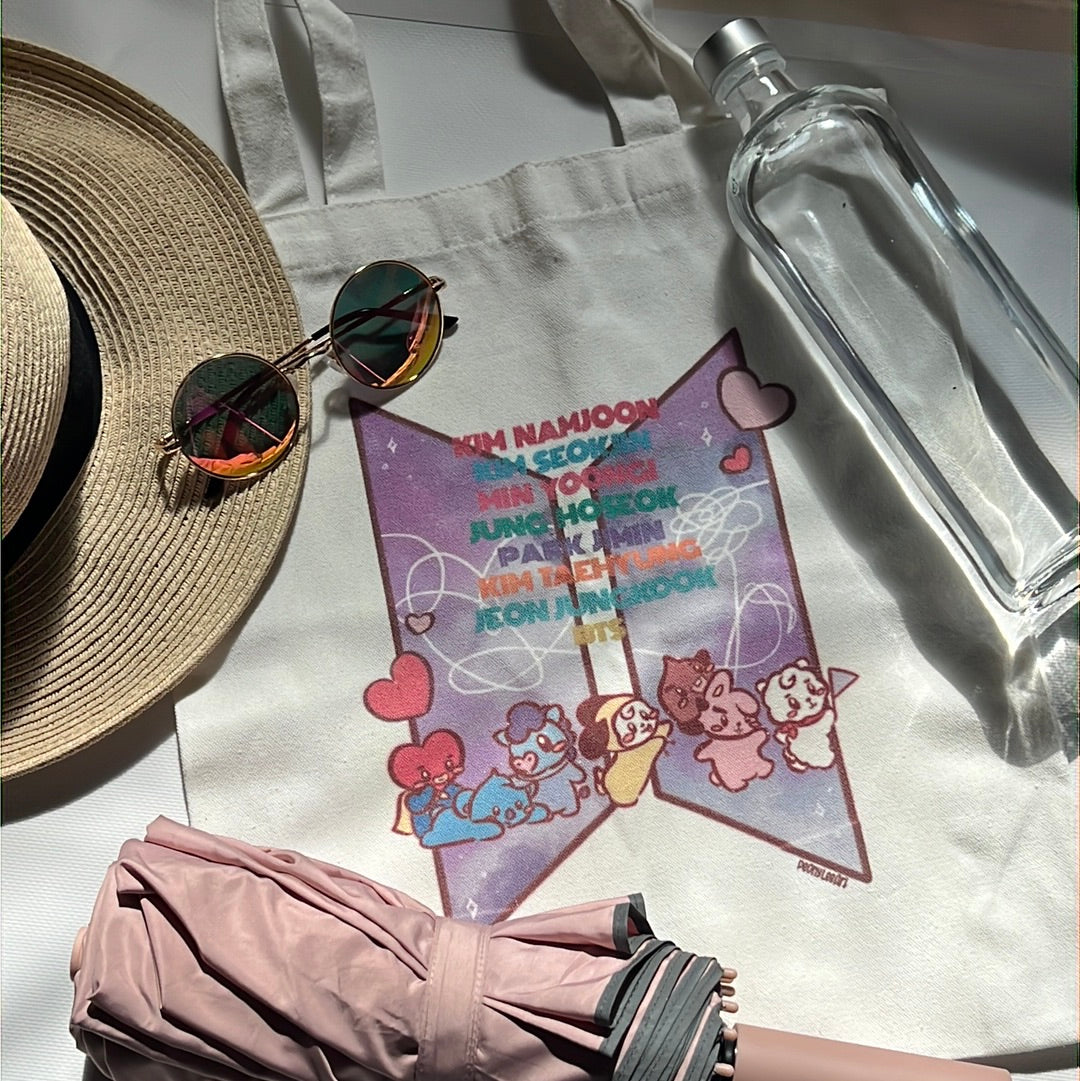 BT21 Roll Call White Canvas Tote Bag