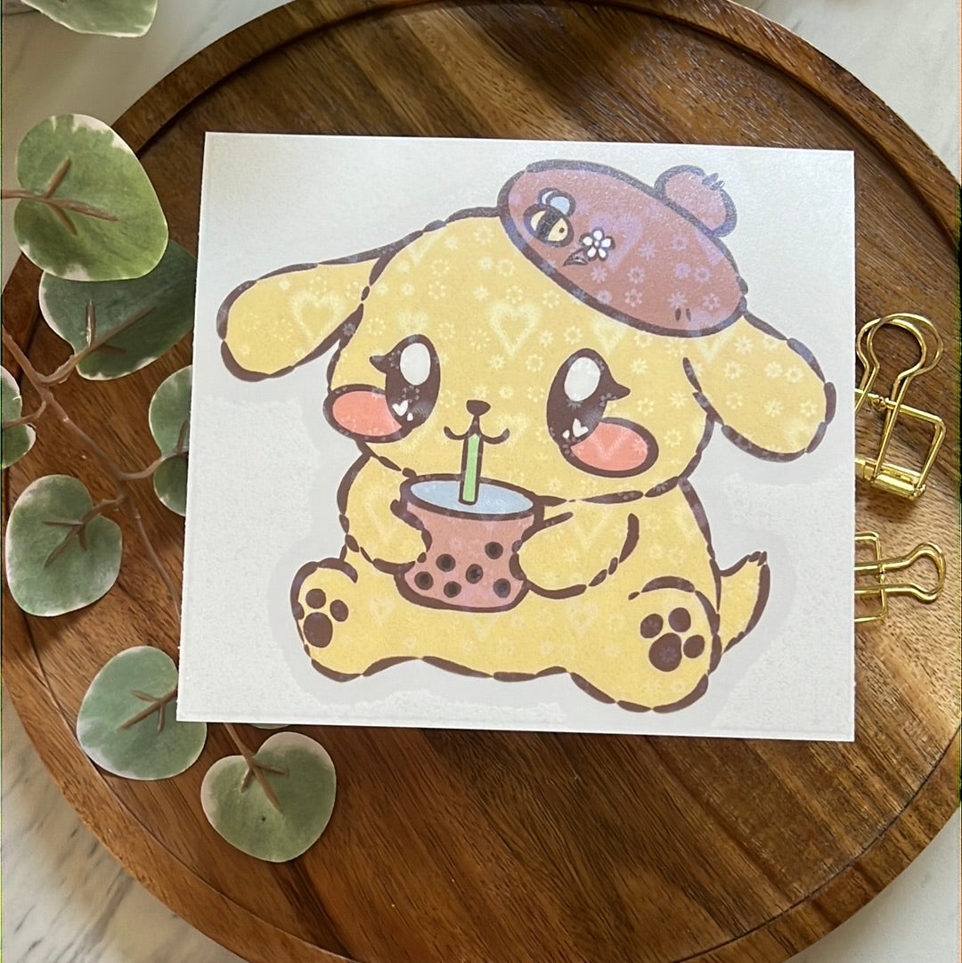 Pompomrin Boba Buddy Holographic Heart Decal