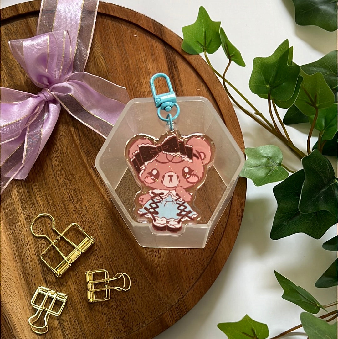 Lolita Latte Double-Sided Glitter Keychain