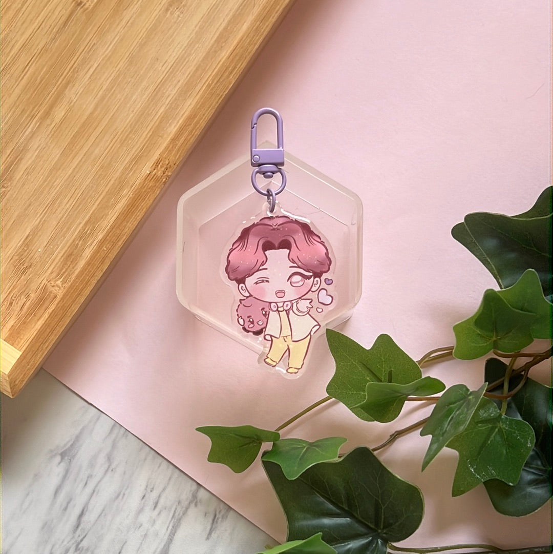 BTS Dynamite Yoongi Double-Sided Glitter Keychain