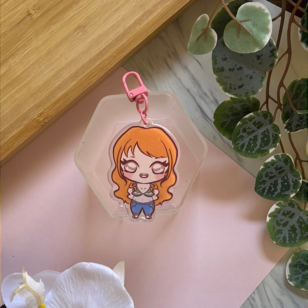 OP Pirates Time Skip Navigator Double-Sided Glitter Keychain