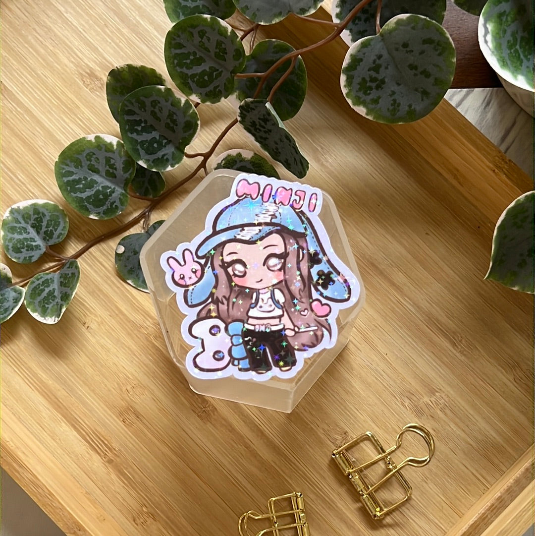New Jeans Minji Holographic Glitter Sticker
