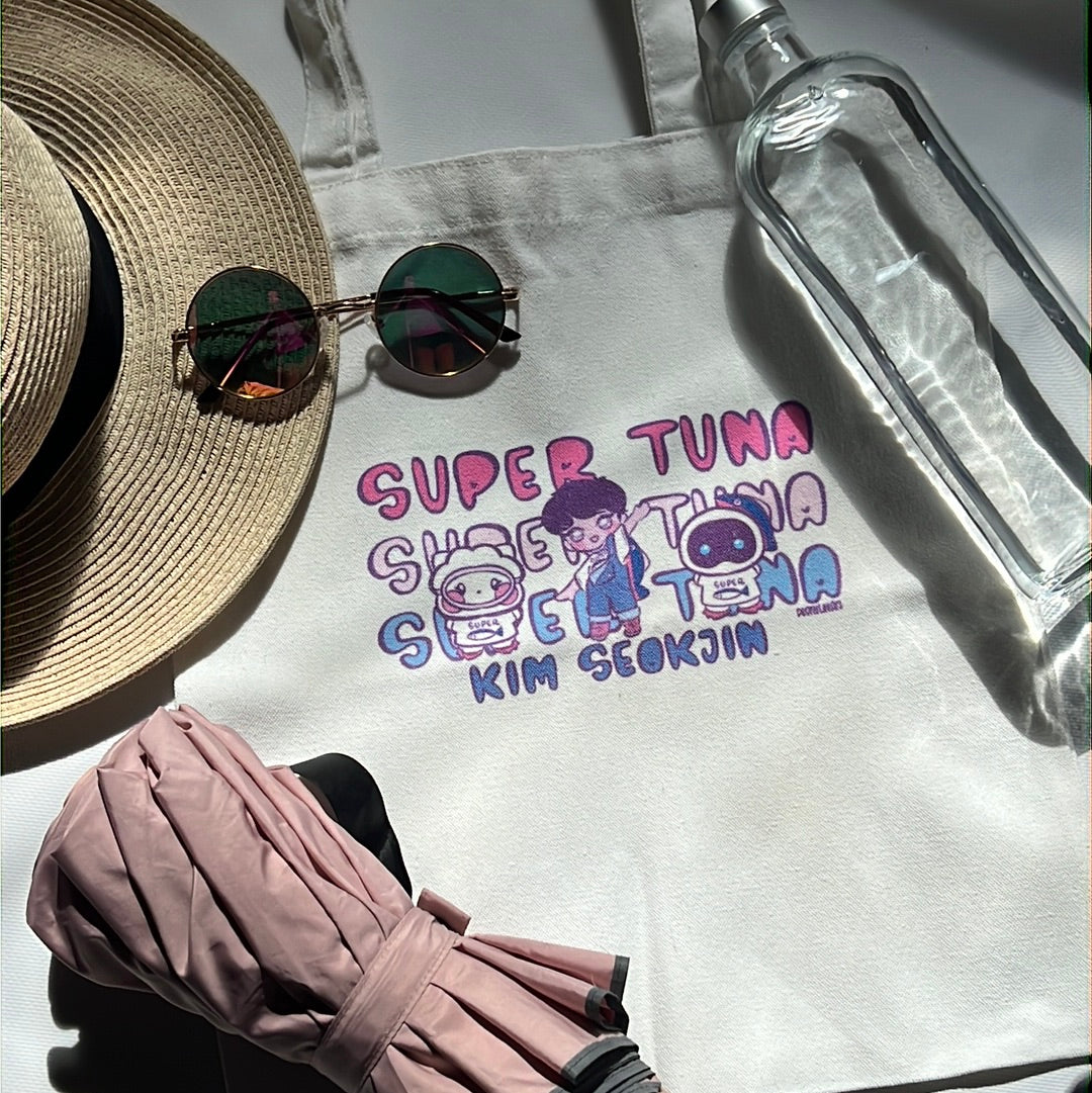 Kim Seokjin Super Tuna White Canvas Tote Bag