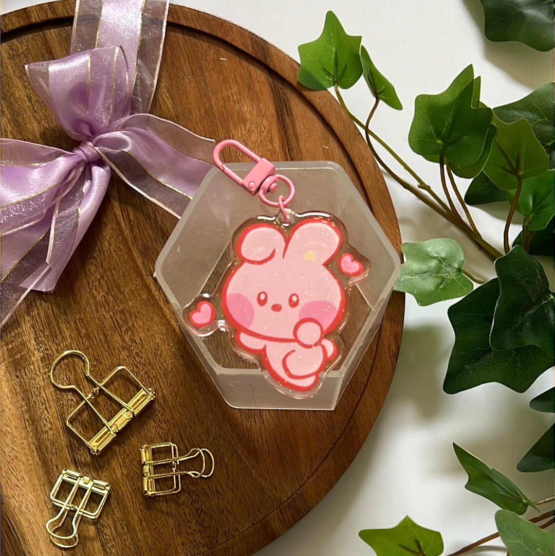 Cooky Heart Double-Sided Glitter Keychain