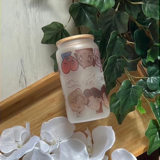 BTS Tannies Signatures 16oz Frosted Glass Tumbler with Glass Straw