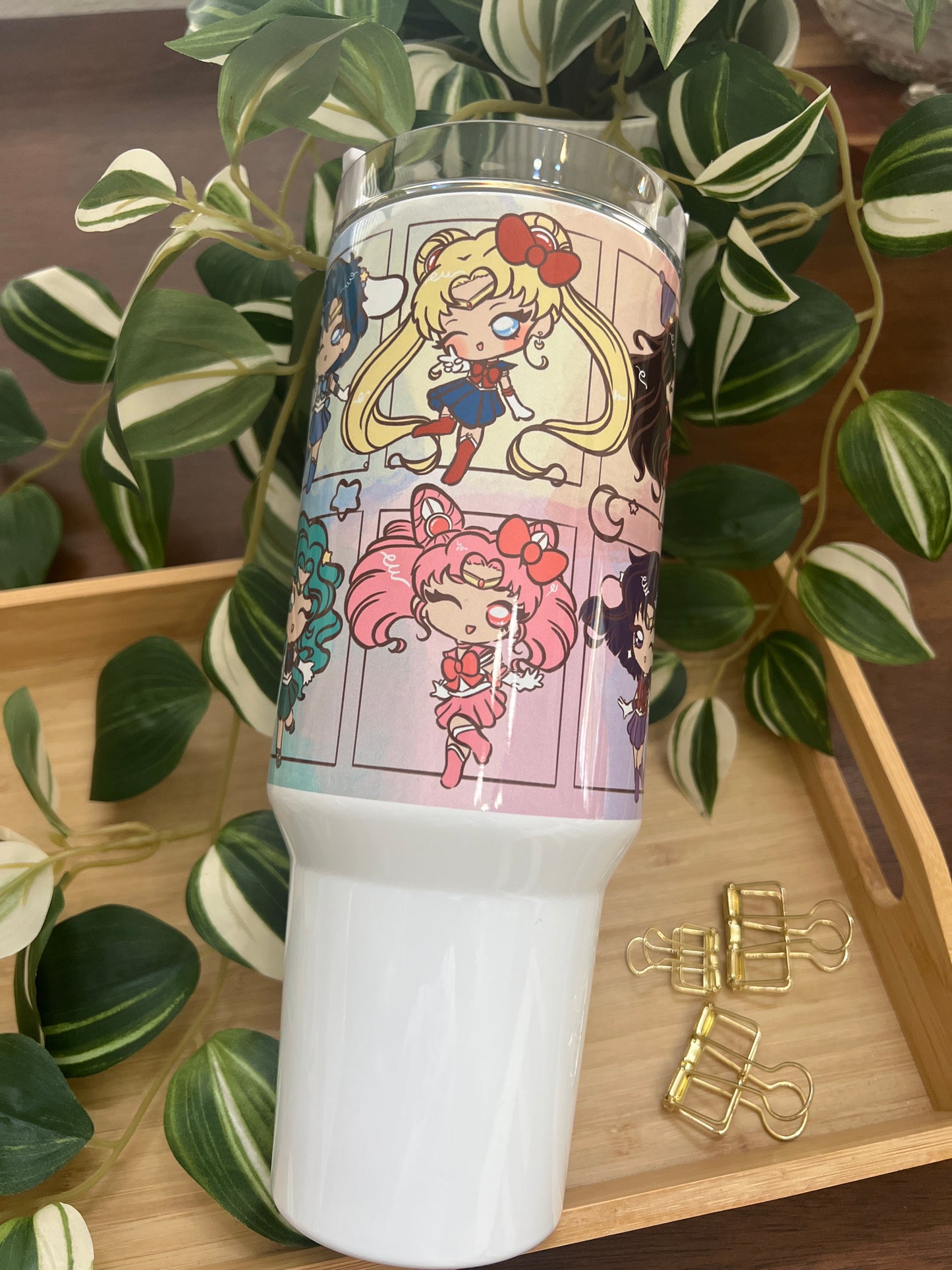 Pretty Guardian 40oz Stainless Steel Tumbler with Handle & Straw