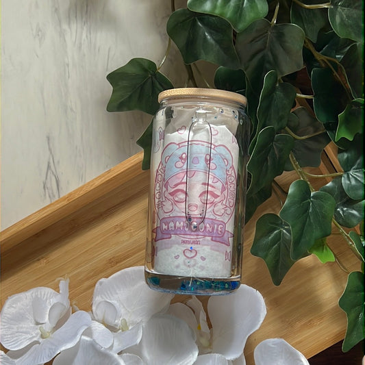 Namjoonie Kim Namjoon - BTS Snow Globe Glass Tumbler with Glass Straw