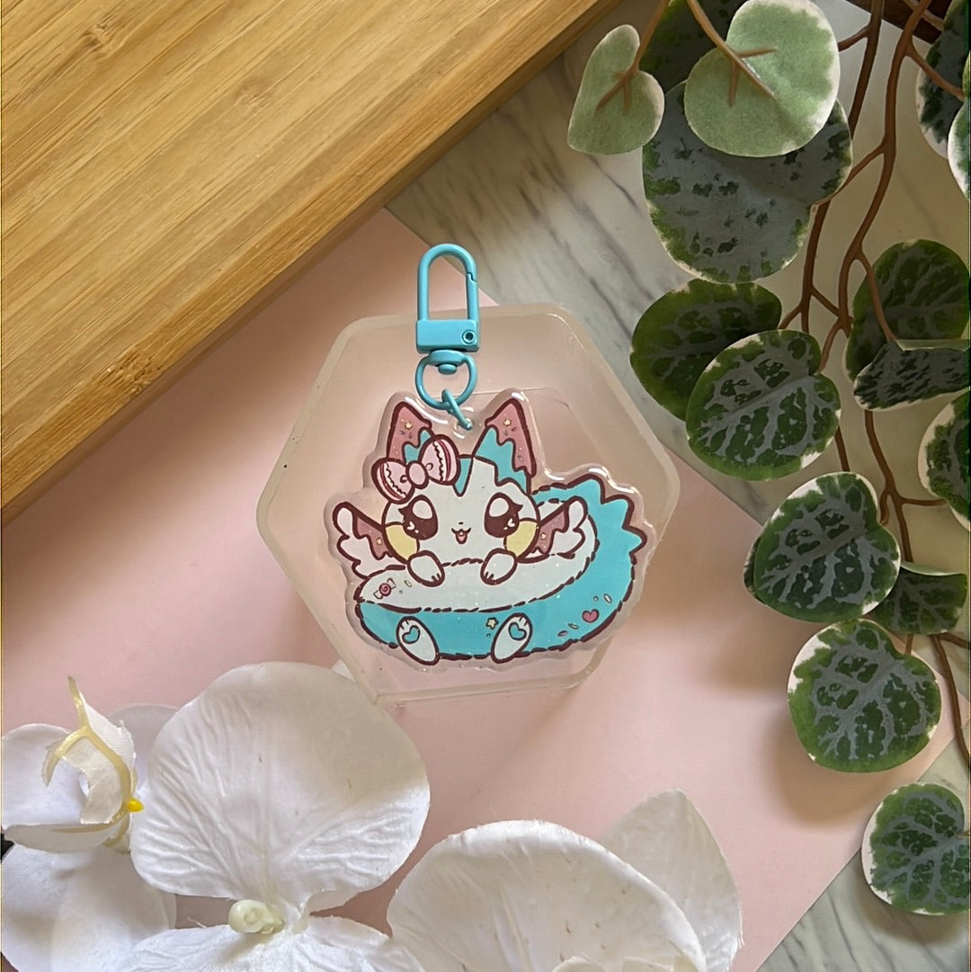 Pika Friends Mint Chocolate Pachirisu Double-Sided Glitter Keychain