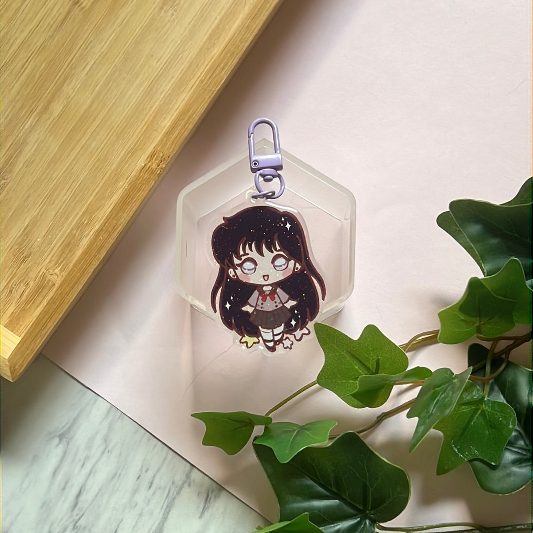 Pretty Mars Guardian Double-Sided Glitter Keychain