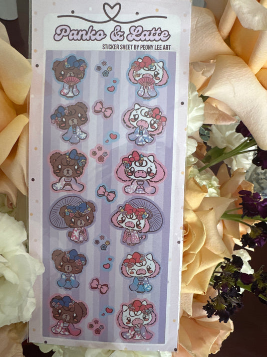 Panko & Latte Sakura Festival Holographic Glitter Sticker Sheet