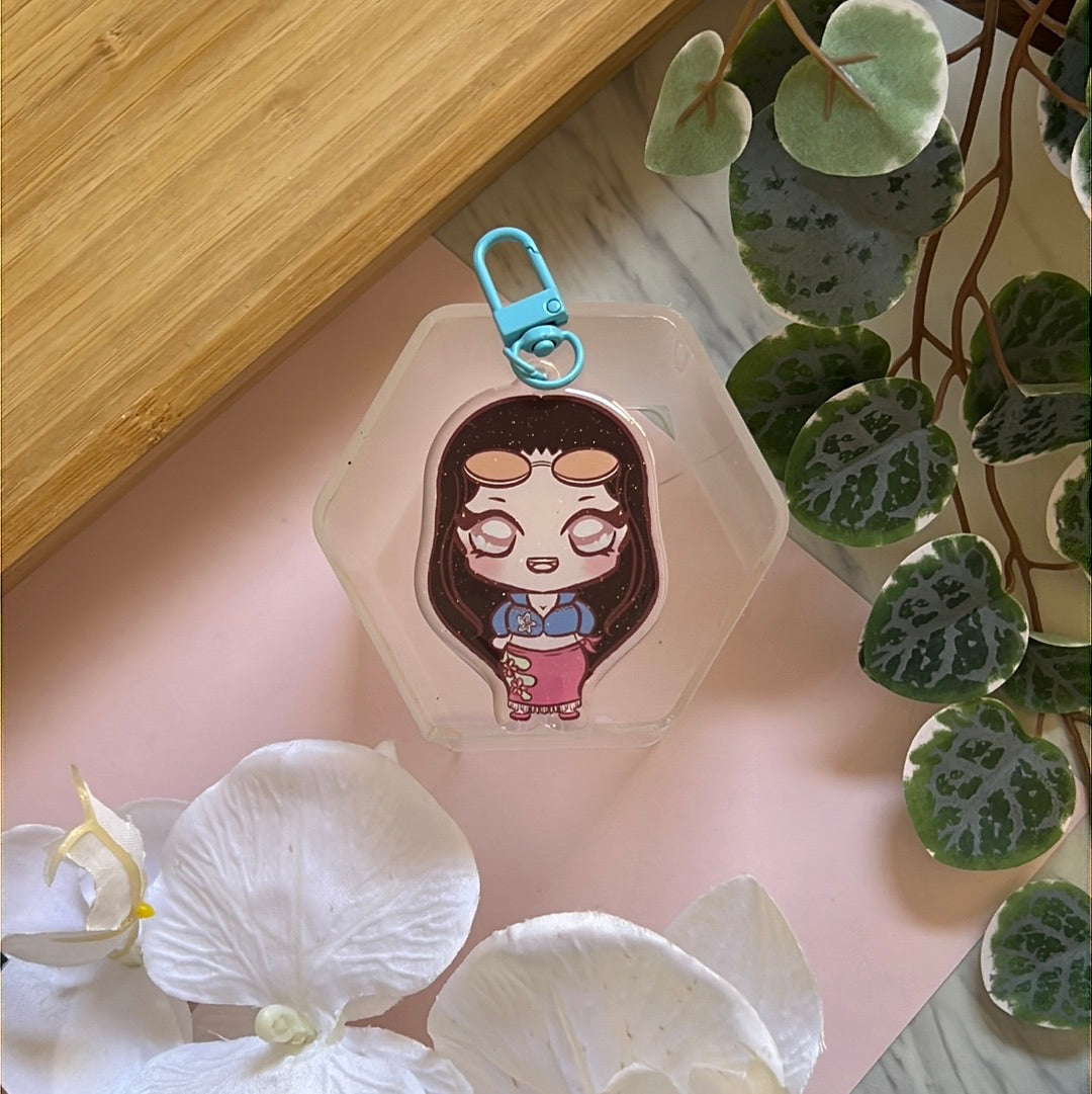 OP Pirates Time Skip Archaeologist Double-Sided Glitter Keychain