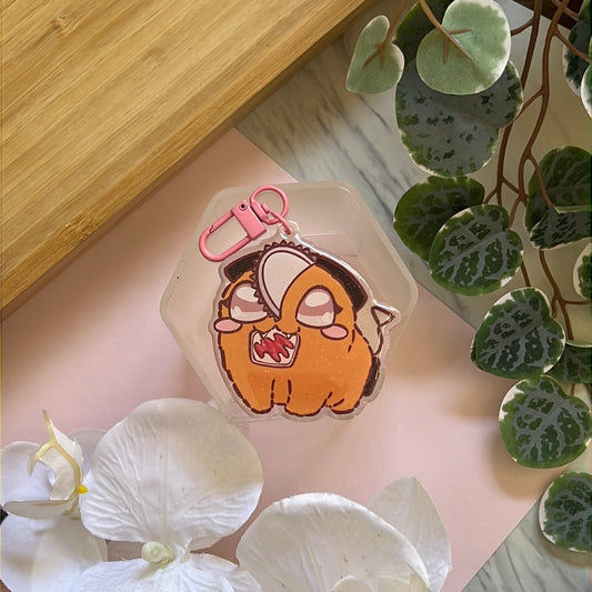 Demon Dog Pochi Jam Bread Double-Sided Glitter Keychain