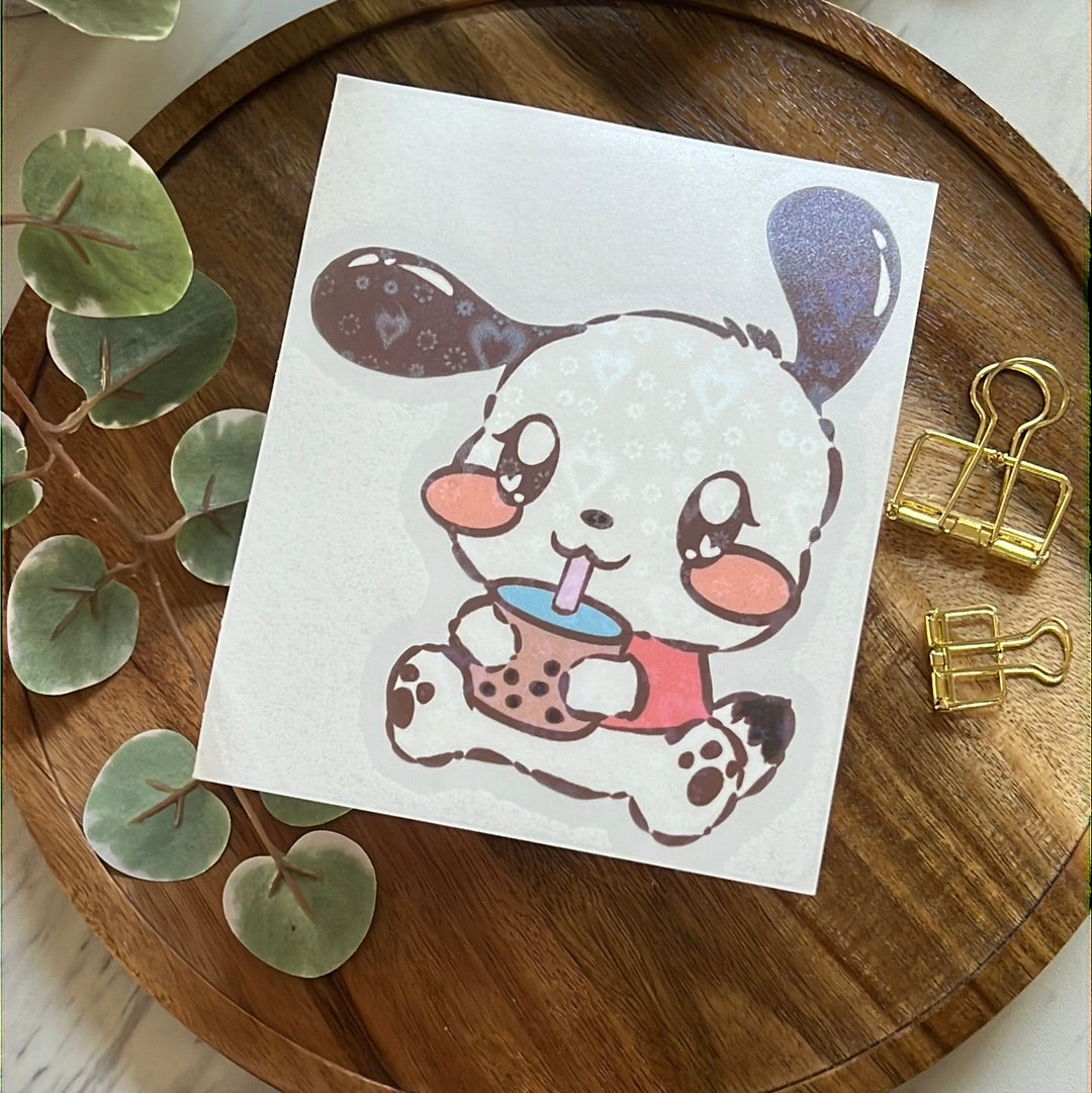 Pocha Coco Puppy Boba Buddy Holographic Heart Decal