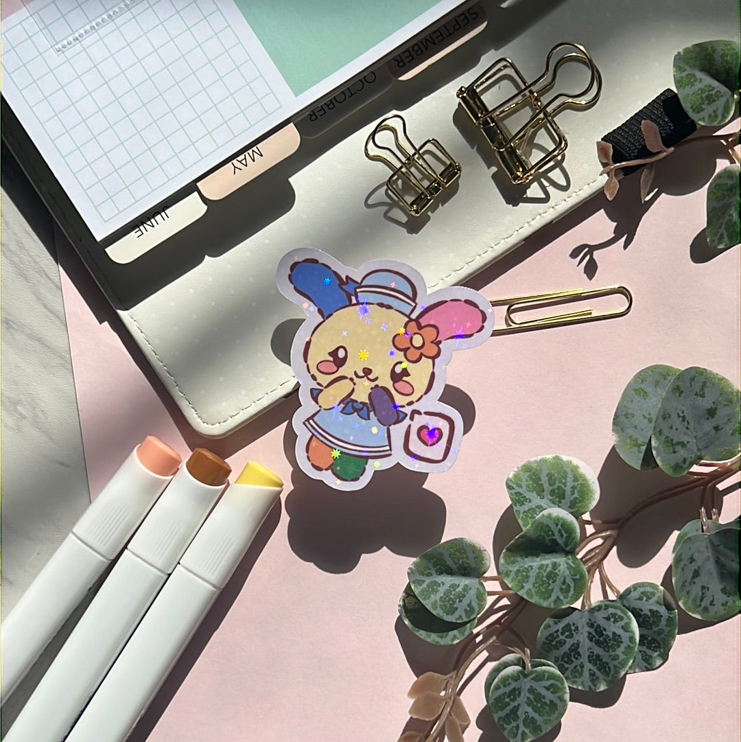 I Love You Usa Bunny San Friends Holographic Glitter Sticker