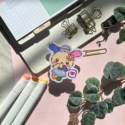 I Love You Usa Bunny San Friends Holographic Glitter Sticker