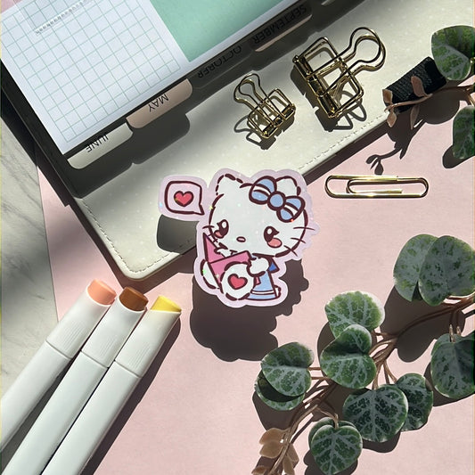 I Love You Kitty San Friends Holographic Glitter Sticker