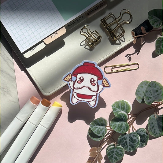 Radish God Plush Holographic Glitter Sticker