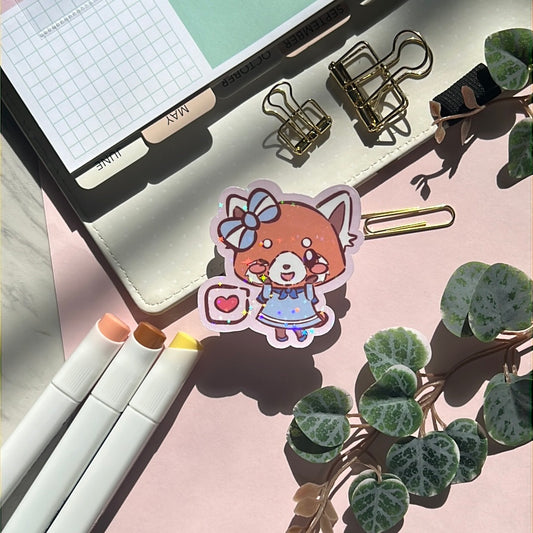 I Love You Retsukko San Friends Holographic Glitter Sticker