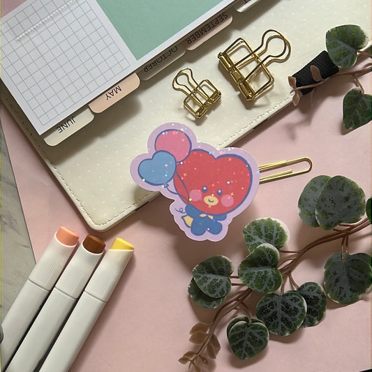 Tata Little Balloon BT21 Holographic Glitter Sticker